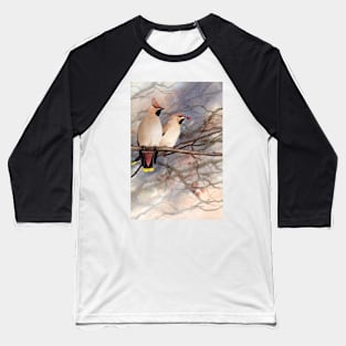 Winter waxwings in watercolour Baseball T-Shirt